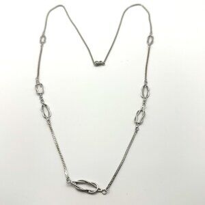 LONG Silver Tone Necklace